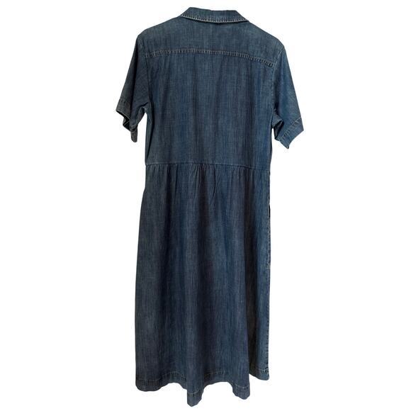 Lilla P blue Denim collared midi dress button front short sleeves small - Picture 5 of 13